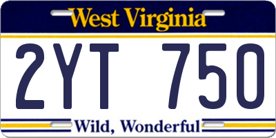 WV license plate 2YT750