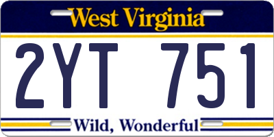WV license plate 2YT751