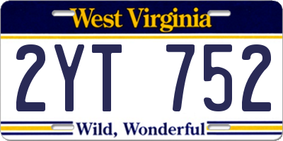 WV license plate 2YT752