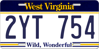 WV license plate 2YT754