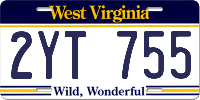 WV license plate 2YT755