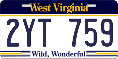 WV license plate 2YT759