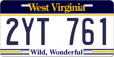 WV license plate 2YT761