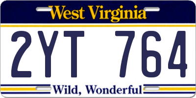 WV license plate 2YT764