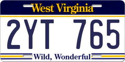WV license plate 2YT765
