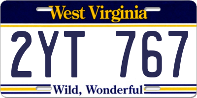 WV license plate 2YT767