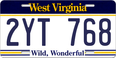WV license plate 2YT768