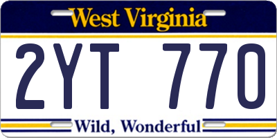 WV license plate 2YT770