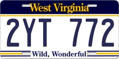 WV license plate 2YT772