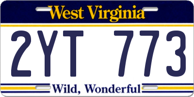 WV license plate 2YT773