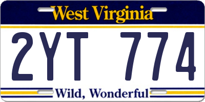 WV license plate 2YT774