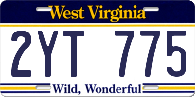 WV license plate 2YT775