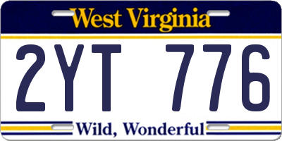 WV license plate 2YT776