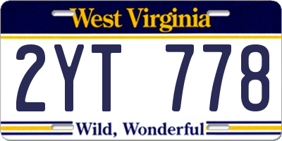WV license plate 2YT778