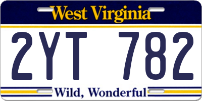 WV license plate 2YT782