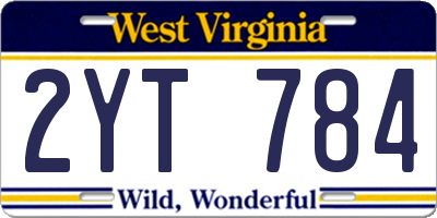 WV license plate 2YT784