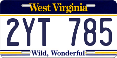 WV license plate 2YT785