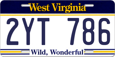 WV license plate 2YT786