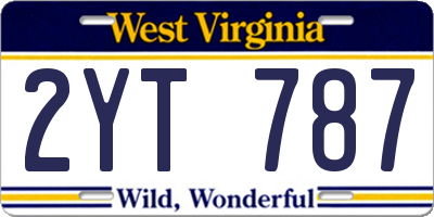 WV license plate 2YT787