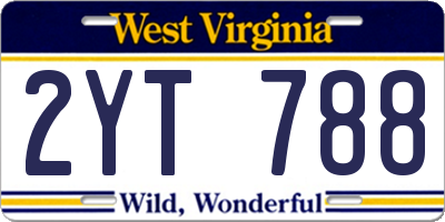 WV license plate 2YT788