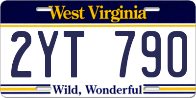 WV license plate 2YT790