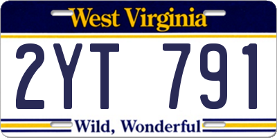 WV license plate 2YT791