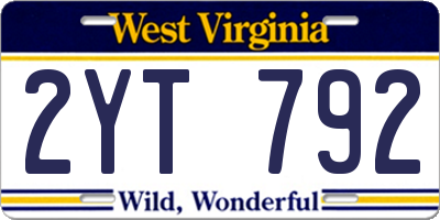 WV license plate 2YT792