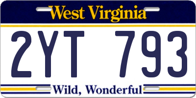 WV license plate 2YT793