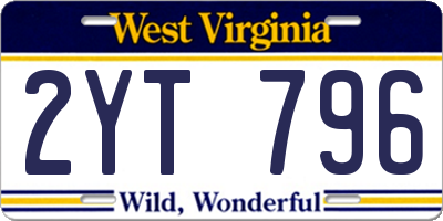 WV license plate 2YT796