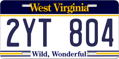 WV license plate 2YT804