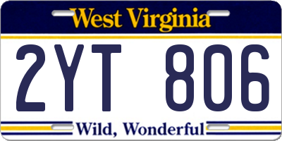 WV license plate 2YT806