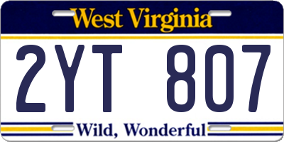 WV license plate 2YT807