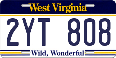 WV license plate 2YT808