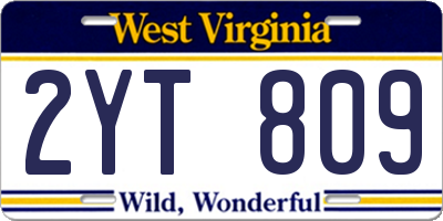 WV license plate 2YT809