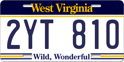 WV license plate 2YT810