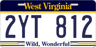 WV license plate 2YT812