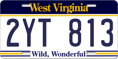 WV license plate 2YT813
