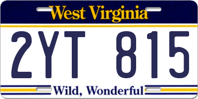 WV license plate 2YT815