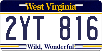 WV license plate 2YT816