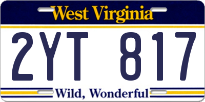 WV license plate 2YT817