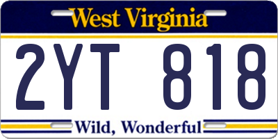 WV license plate 2YT818