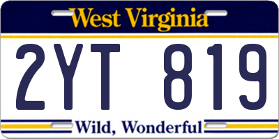 WV license plate 2YT819