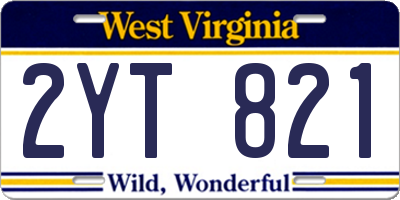 WV license plate 2YT821