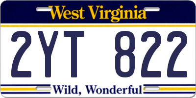 WV license plate 2YT822