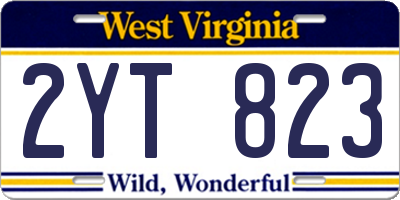 WV license plate 2YT823