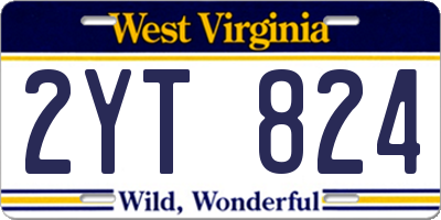 WV license plate 2YT824