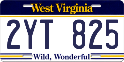 WV license plate 2YT825