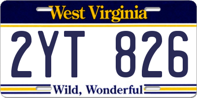 WV license plate 2YT826