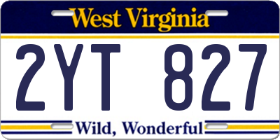 WV license plate 2YT827