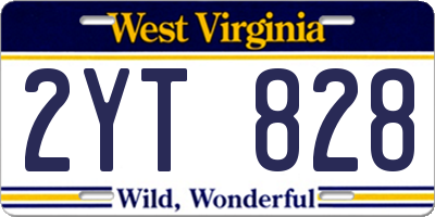 WV license plate 2YT828
